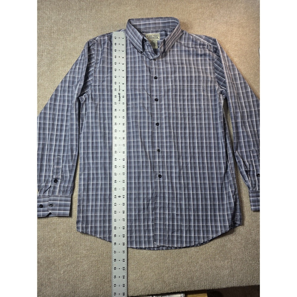 Black Trail Outfitter Men's Medium Gray Plaid Long Sleeve Button Down Shirt - Picture 7 of 13